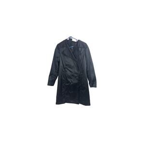 Women's Mossimo Black Pockets Snap Up Long Sleeve With Belt Rain Coat Size 1x/XL